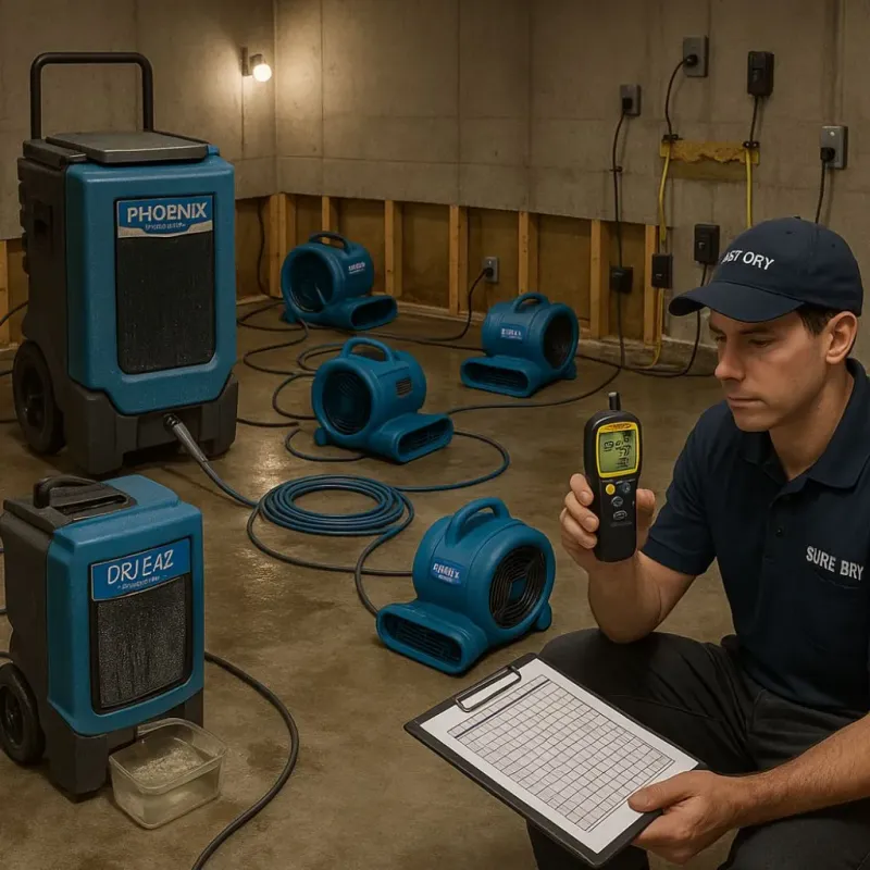 Structural Drying and Dehumidification process in Northlake, TX